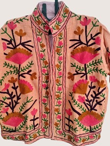 Veste en coton brodée de style chinois à col mandarin et manches trois quarts pour adulte, vêtement décontracté de printemps - Product Image 5