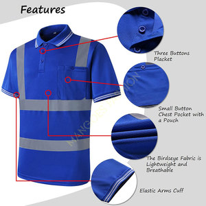 Camisetas Polo de Seguridad con Logotipo Personalizado, Rayas Azules y Bolsillos - Ropa de Trabajo Impermeable Clase 2 ANSI para Hombre/Mujer - Product Image 3
