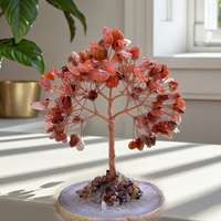 Arbre de Vie en Agate Naturelle Polie de 10-12 cm, Enroulé de Fil de Cuivre, Pierre de Guérison, Décoration d'Intérieur, Cristal Feng Shui en Pierres Précieuses Mixtes