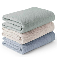 100% coton couleur unie impression mousseline Swaddle couverture 3pc-packing bébé dormir literie couverture