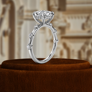 Anillo de Diamante Cultivado en Laboratorio con Corte Princesa de 1 Quilate, Anillo de Compromiso con Diamantes en Pavé, Anillo Delicado, Anillo de Oro Blanco de 14 Quilates, Certificado IGI - Product Image 4