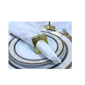 Rond de serviette de luxe Décor de forme ronde en or avec strass et perles Réglage de table de dîner de mariage Rond de serviette en or de luxe - Product Image 5