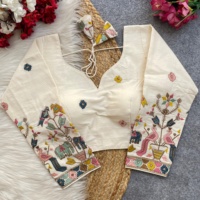 Blus Katun Khadi Murni Cantik Tanpa Lengan Model V-Neck Gaya Formal Musim Panas Rajutan Anti Kusut Anti Susut Bordir Timbul