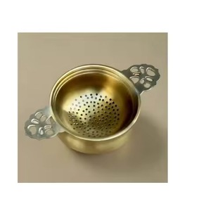 Coladores de té de latón e Infusor de olla de descanso Colador de té tejido a mano de metal de latón - Product Image 1
