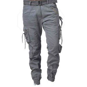 Jambe droite légère et ample 100% coton taille élastique travail en plein air pantalon cargo décontracté - Product Image 4