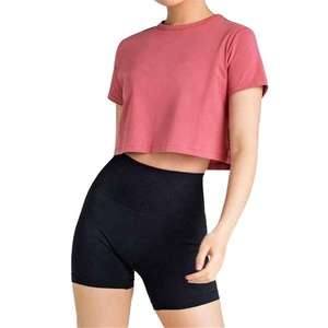 เสื้อยืดครอปผู้หญิง ผ้าฝ้าย สำหรับออกกำลังกาย แฟชั่นลำลอง แขนสั้น ใส่หน้าร้อน ฟิตเนส สตรีทแวร์ เนื้อผ้าเบา ยืดหยุ่น - Product Image 1