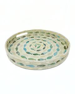 Wholesale Handmade Mother Of Pearl Serving Tray Oval Soft Green Inlay Design Elegant Home Dining <b>Hotel</b> <b>Supply</b> Sustainable Craft - Product Image 4