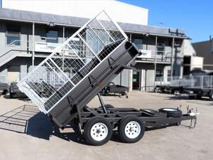 รถพ่วงแบบใหม่ ยี่ห้อใหม่เอี่ยม รถพ่วงบรรทุกแบบ Tandem ขนาด 10x6 ระบบไฮดรอลิก สำหรับงานหนัก ใช้ในฟาร์ม/สวน รถพ่วงแบบเทท้าย พร้อมมอเตอร์เกียร์ - Product Image 3