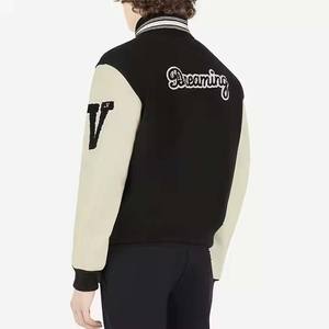 High Street Style hommes en cuir toile avant Letterman veste Logo personnalisé OEM ODM Varsity manteau grande taille hiver école collège - Product Image 3