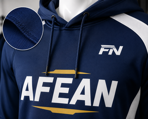 Wholesale Men's Hooded <b>Sweatshirt</b> <b>Navy</b> White Color Block Printed Logo Breathable Polyester Regular Fit Autumn Casual Wear - Product Image 4
