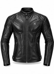 Blouson de moto en cuir à panneaux sculptés |   Chocolat Brun Noir Marine |   Fabricant OEM ODM |   Qualité de conception haut de gamme |   Racing X - Product Image 4