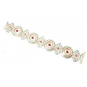 925 Sterling Silver Enamel Round Pattern Fine Charm <b>Bracelet</b> - Product Image 4