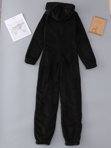Combinaison en peluche pour femme, style élégant, capuche, couleur unie, manches longues, fermeture éclair, tissu tricoté pour adulte, toutes saisons, vêtements de maison - Product Image 6