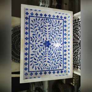 Bandeja de Servicio con Incrustaciones de Hueso Indio con Diseños Florales Personalizables, Diseño Moderno, Ecológica, Opciones de Tamaño para Bodas, Fiestas y Ramadán - Product Image 6
