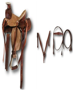 ชุดม้าแบบชาวตะวันตกอานม้าหนังคุณภาพสูงและลุยต้นไม้สำหรับฟาร์มปศุสัตว์และเส้นทางขี่ม้า - Product Image 1