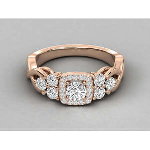 Anillo de Diamantes Redondos Solitarios de Oro de 9K para Mujer, Elegante y Lujoso - Product Image 5