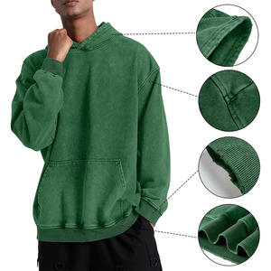 Sudadera con capucha lavada con ácido personalizada para hombre, ropa de calle retro con tinte de corbata, logotipo bordado, sudadera de invierno de algodón 100%, impresión digital OEM ODM - Product Image 2