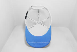 Gorra de camionero azul y blanca personalizada hecha en Vietnam con bordado en 3D, elegante gorra de béisbol con ala curva y Snapback ajustable - Product Image 4