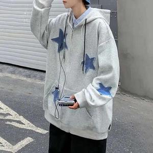 Fabricante de ropa personalizada parches bordados desgastados Vintage Full Zip up Hoodie Oversized Drop Shoulder Hoodies - Product Image 2