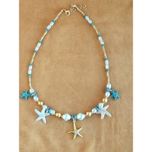 Elegante Collar de Diseño Costero con Cuentas Chapadas en Oro y Dijes de Estrella de Mar para Reventa, Colgante de Moda - Product Image 2