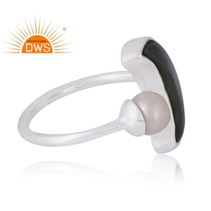 Latest Selling 925 Sterling Silver Natural Labradorite & <b>Pearl</b> Gemstone <b>Ring</b> Custom Jewelry For Women Gift For Her - Product Image 4