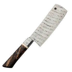 Cuchillo de Cocina Burraq, Hecho a Mano con Acero de Damasco, Multifuncional, Diseño de Gota de Lluvia, con Funda de Cuero, para Uso en la Cocina - Product Image 3