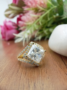 D'VINS JEWELS Classic Style ASSCHER VVS Moissanite Diamond 925 STERLING SILVER Lab Grown Diamond Engagement Ring - Product Image 5