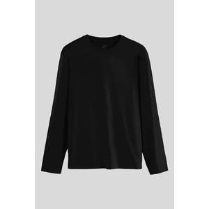 T-shirt à manches longues col rond basique coupe standard Tommylife pour homme, noir, mélange de coton, tenue décontractée quotidienne, modèle 87997 - Product Image 1