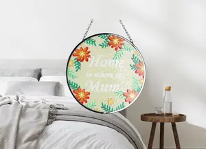 Customized UV Printing "where Is Home" Hanging Pendant Round Wall Hangings Home Decor