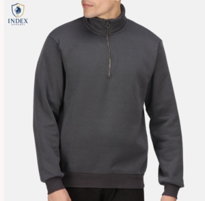 Sweat-shirt à col montant zippé pour homme Index Apparel, gris foncé uni, coupe classique, décontracté, automne, en molleton tricoté - Product Image 1