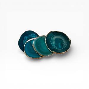 Neutral Beige and <b>White</b> Agate Stone <b>Coasters</b> with Natural Crystal Pattern for Elegant Homes - Product Image 5