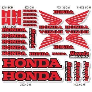 Ensemble d'autocollants personnalisés pour moto Honda, logo rouge et pack d'ailes, autocollant de réservoir pour décoration - Product Image 2