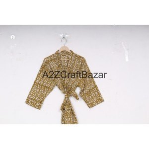 Bata Kimono Vintage con Estampado Floral Hecho a Mano, 100% Algodón, Talla Única, Romántica y Cómoda para Dormir en Invierno - Product Image 6