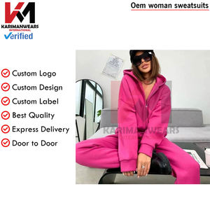 Conjunto de dos piezas para mujer Otoño Invierno Sudadera con capucha y cremallera Chaqueta gruesa y pantalones largos Chándal informal Estilo Chándales - Product Image 2