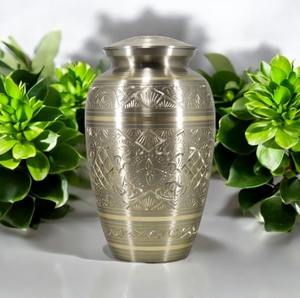 Urne funéraire élégante et durable en platine, extra large, argentée, pour cendres d'adultes, grande urne funéraire en métal, urne commémorative - Product Image 3