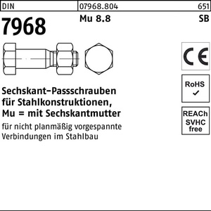 สลักเกลียวหกเหลี่ยม DIN 7968 M16 X 55 มม. เกรด 8.8 1 ชิ้น - Product Image 1