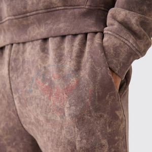 Survêtements d'hiver décontractés à capuche en coton uni, effet vieilli, pour hommes, pour usage extérieur, vente en gros - Product Image 6