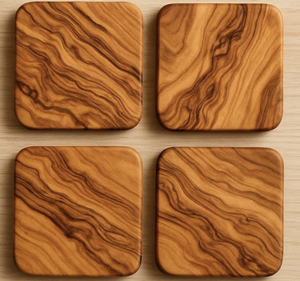 Posavasos Cuadrados de Madera de Nogal Resistentes al Calor y Ecológicos, Diseño Personalizable, Blancos, Juego de 4 Piezas para Hogar, Hotel, Restaurante - Product Image 4