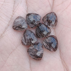Rutilo negro natural de grado AAA, comprobador de forma de trillón, piedras preciosas sueltas con parte posterior plana, tamaños personalizados disponibles, venta al por mayor calibrado - Product Image 5