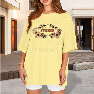 Cómoda camiseta de gran tamaño para mujer, de lona, holgada, transpirable, ligera, informal, elegante, para uso diario - Product Image 2
