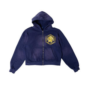 Ensemble de sweat à capuche Streetwear lavé à l'acide vintage pour hommes survêtements à fermeture éclair et pantalons de survêtement évasés grande taille pour l'hiver - Product Image 6