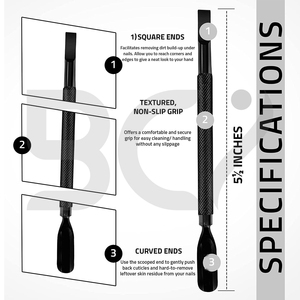 Empujador de cutículas de uñas de Color negro de acero inoxidable de buena venta, ligero y duradero, removedor de cutículas, empujador de uñas - Product Image 2