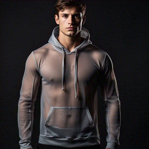 เสื้อมีฮู้ดผ้าตาข่ายโปร่งสวมหัวสำหรับผู้ชายเสื้อมีฮู้ดผ้าบางเนื้อบางสำหรับออกกำลังกายเล่นฟิตเนสเสื้อแฟชั่น - Product Image 4