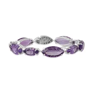 Top quality classic design natural gemstone 925 sterling silver amethyst stone bracelet gift her women