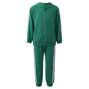 Venta al por mayor transpirable niños cremallera chándal Jogger Conjunto 2 uds algodón sólido patrón en blanco para niños y niñas - Product Image 4
