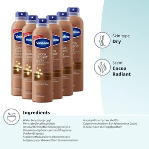 Vaseline Intensive Care Spray Hydratant pour Peaux Sèches Cocoa Radiant, à base de 100% de beurre de cacao pur, 6,5 oz (lot de 6) - Product Image 5