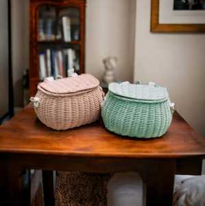 Fashion Handmade Rattan Vintage Storage <b>Basket</b> Kids Shoulder Bag House Shape Best Gift for Girls Children Decor Baby Product - Product Image 3