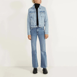 แจ็กเก็ตยีนส์แขนยาวแบบกระดุมหน้าสั้นสำหรับผู้หญิงแจ็คเก็ตยีนส์มีกระเป๋าเสื้อโค้ทผ้ายีนส์แบบติดกระดุมสำหรับผู้หญิง - Product Image 5