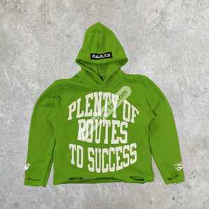 เสื้อฮู้ดโอเวอร์ไซส์สำหรับผู้ชายเสื้อฮู้ดสีเขียวแบบผูกซิปงานปักผ้าคอตตอนผ้า100% - Product Image 5