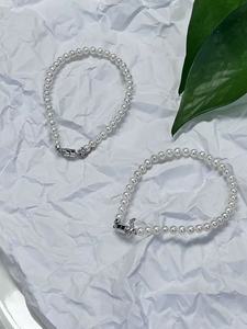 Pulsera de Perlas de Agua Dulce de Plata de Ley S925 de 4-5 mm, Pulsera Clásica de Perlas Blancas, Joyería Fina para Mujer - Product Image 1